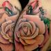 Tattoos - Pastel Roses and Bumble Bee Shoulder Tattoo - 87223